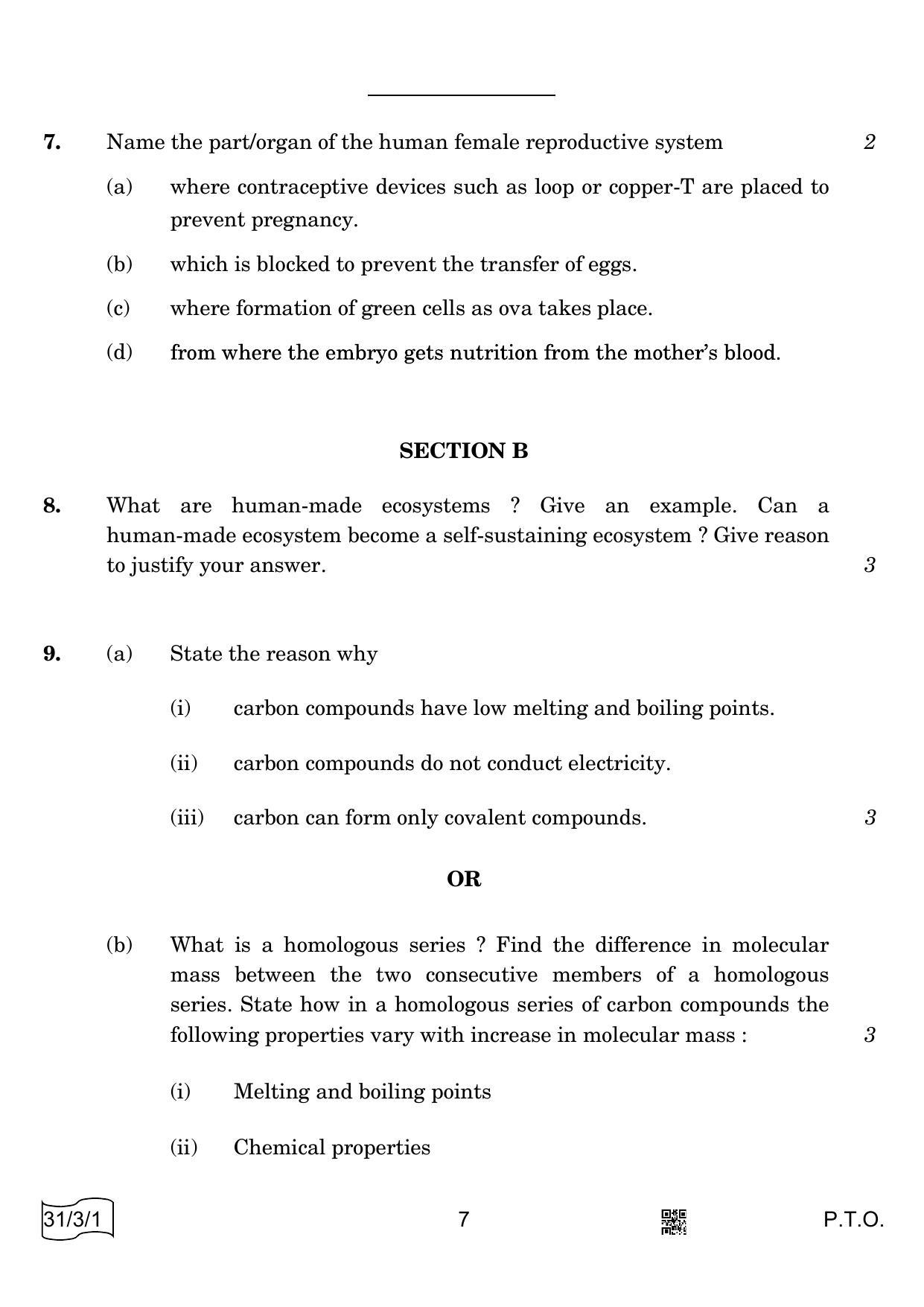 CBSE Class 10 31-3-1 Science 2022 Question Paper - Page 7