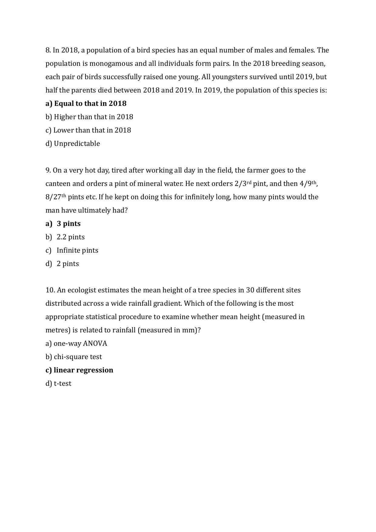 JGEEBILS Wildlife Biology & Conservation Question Paper 2020 - Page 11