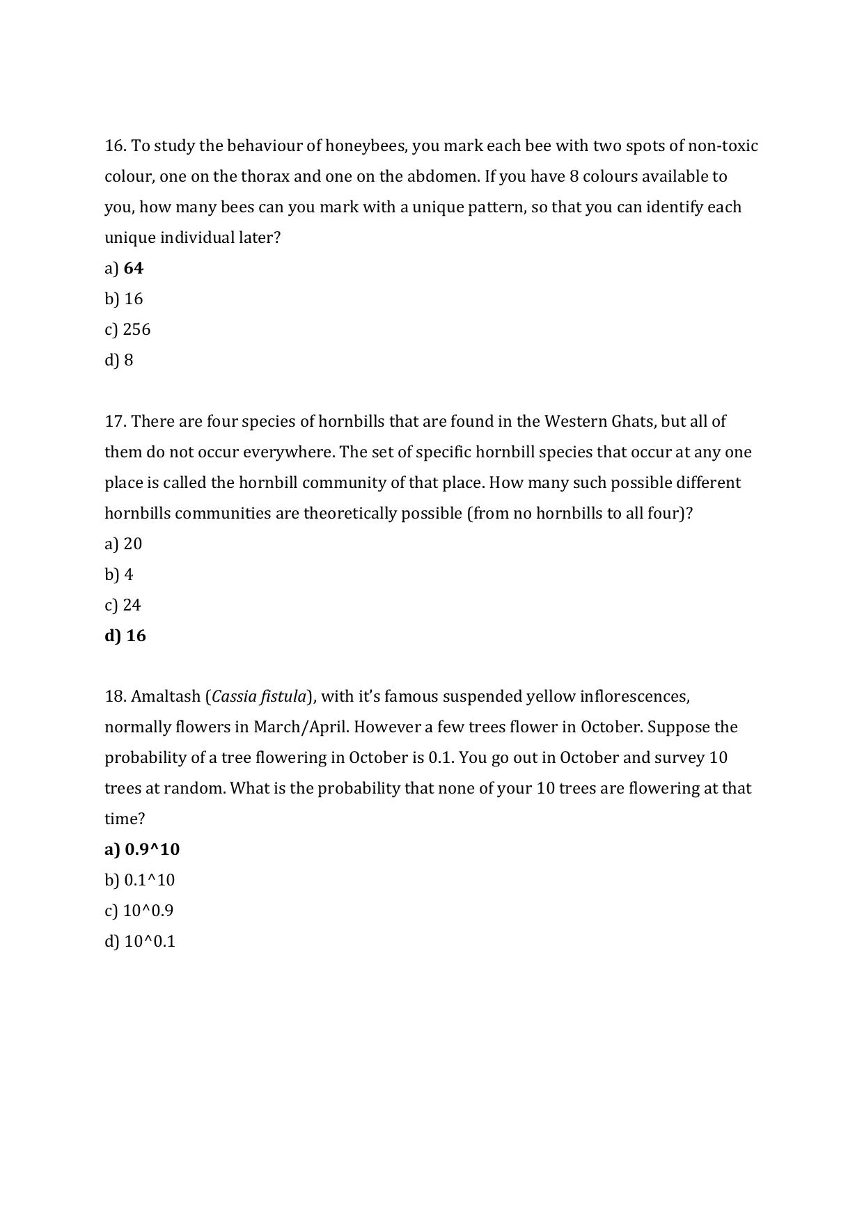 JGEEBILS Wildlife Biology & Conservation Question Paper 2020 - Page 16