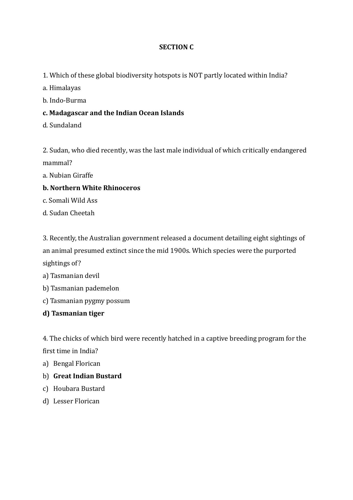 JGEEBILS Wildlife Biology & Conservation Question Paper 2020 - Page 20