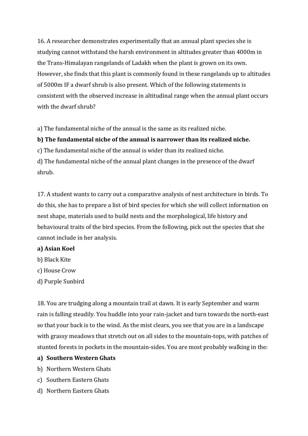 JGEEBILS Wildlife Biology & Conservation Question Paper 2020 - Page 26