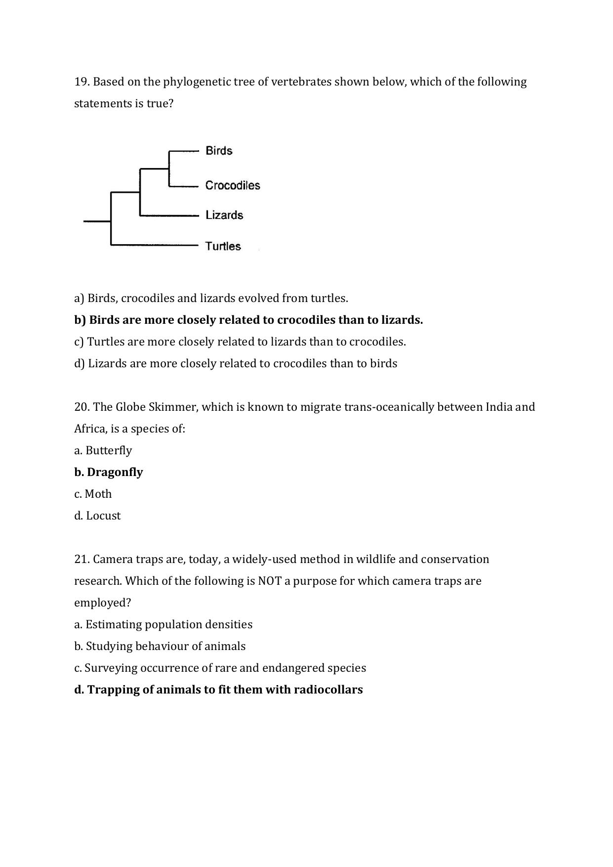 JGEEBILS Wildlife Biology & Conservation Question Paper 2020 - Page 27