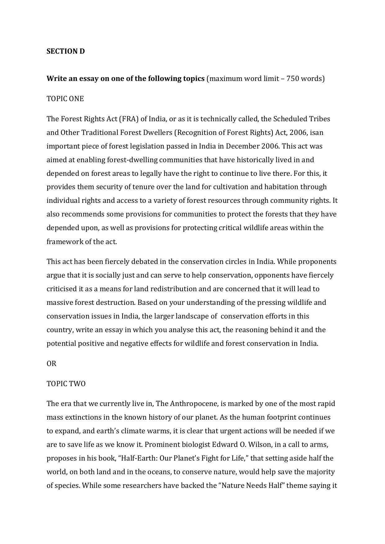 JGEEBILS Wildlife Biology & Conservation Question Paper 2020 - Page 32