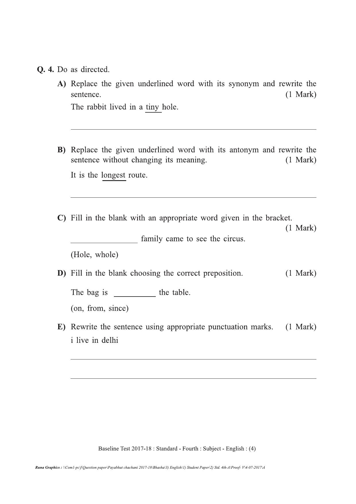 Maharashtra Board Class 4 English इंग्रजी Set A (संच-अ) Question Bank - Page 4