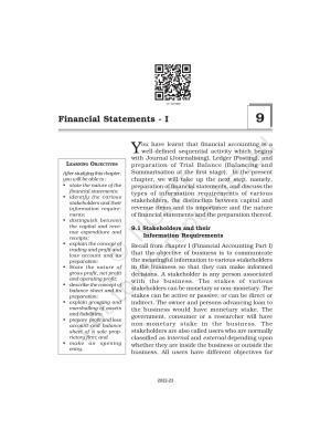 NCERT Book for Class 11 Accountancy (Part-II) Chapter 1 Financial Statements – I