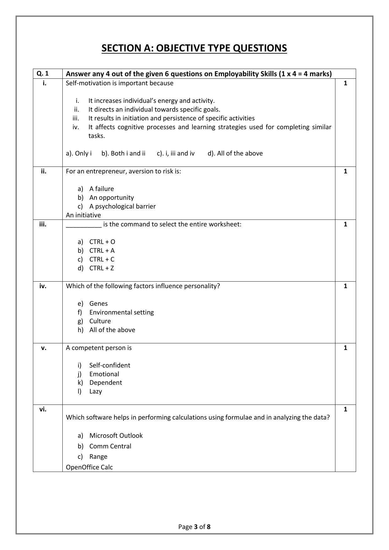 CBSE Class 12 Artificial Intelligence (Skill Education) Sample Papers