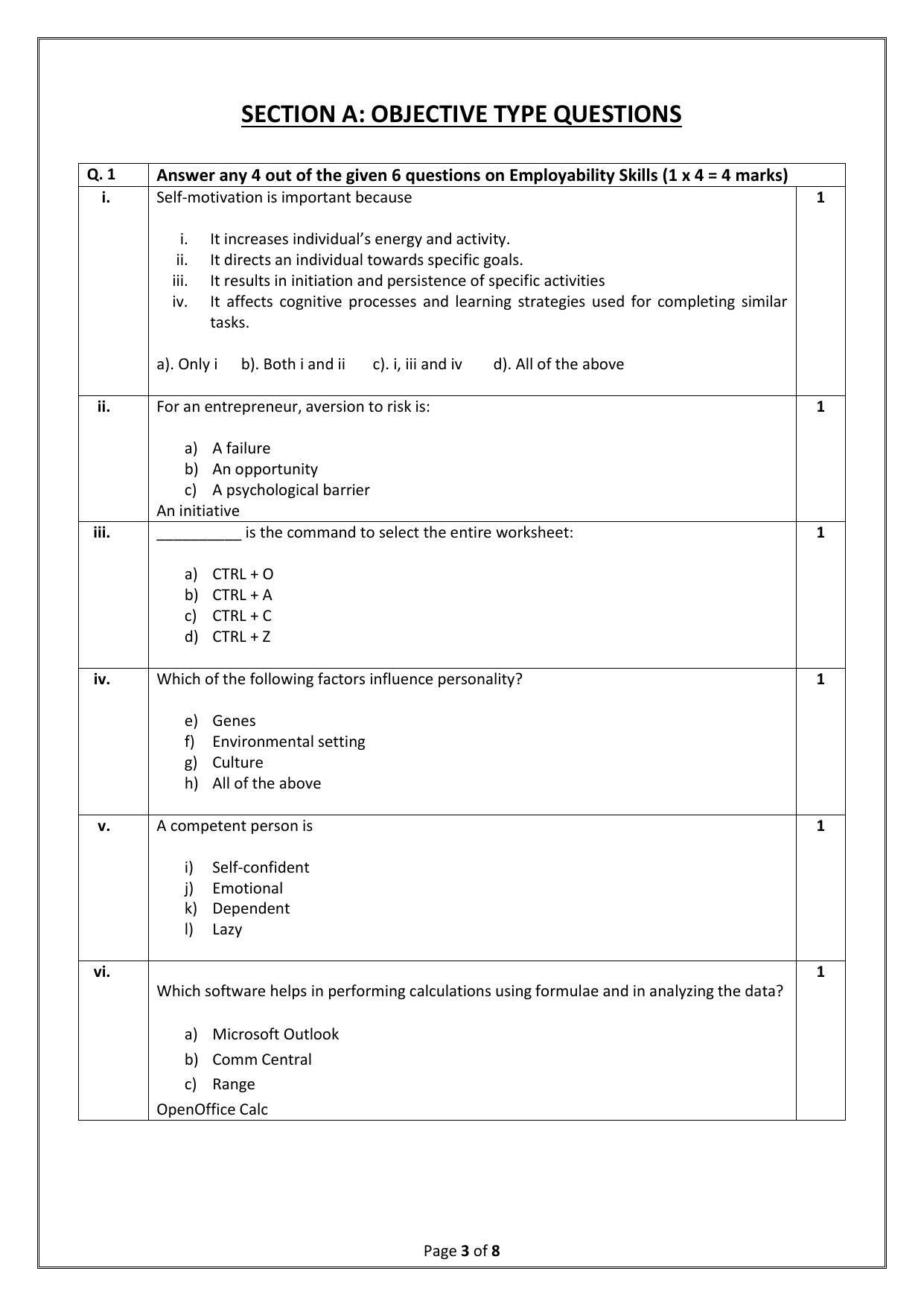 CBSE Class 12 Artificial Intelligence (Skill Education) Sample Papers 2023 - Page 3