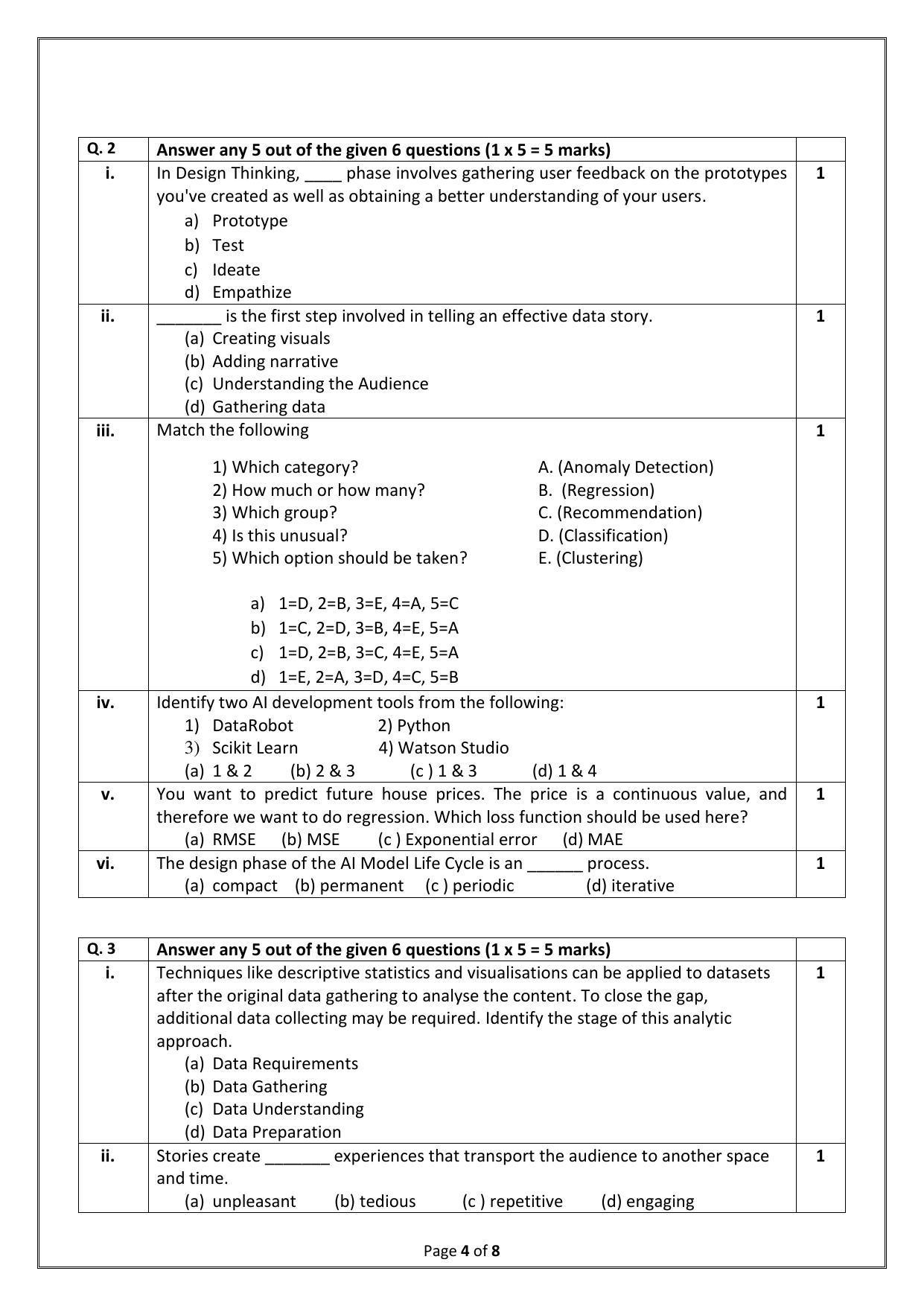 CBSE Class 12 Artificial Intelligence (Skill Education) Sample Papers 2023 - Page 4