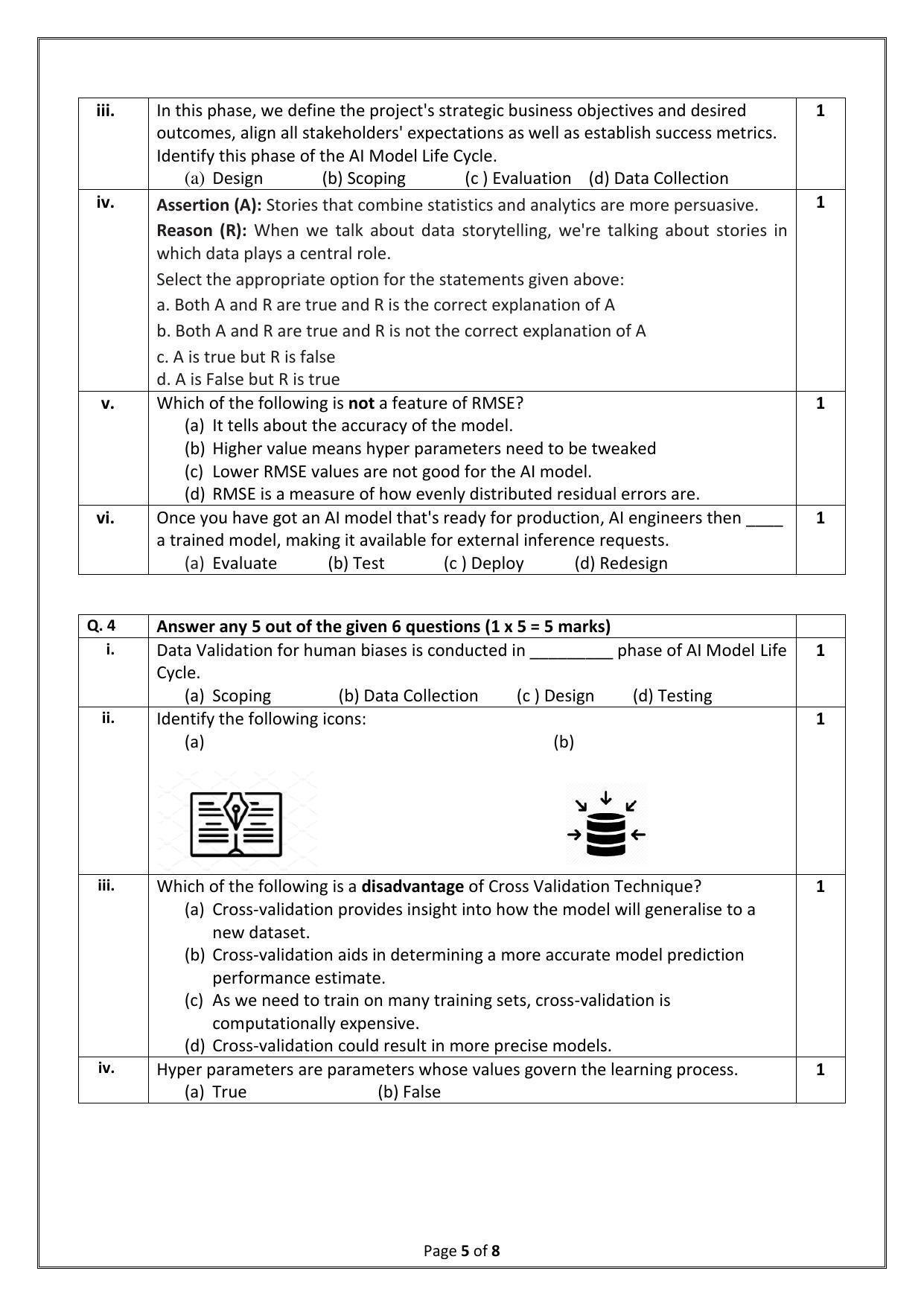 CBSE Class 12 Artificial Intelligence (Skill Education) Sample Papers 2023 - Page 5