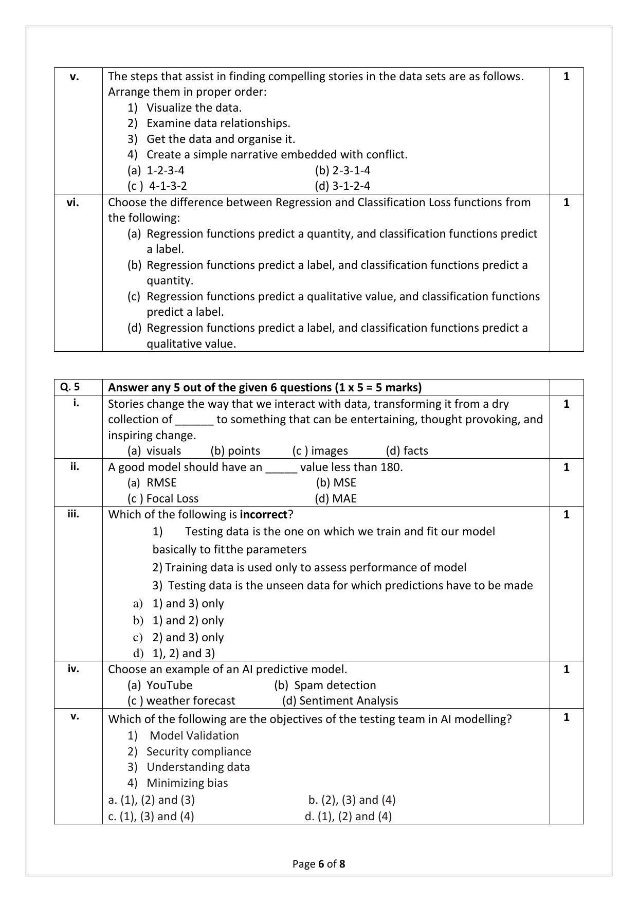 CBSE Class 12 Artificial Intelligence (Skill Education) Sample Papers 2023 - Page 6