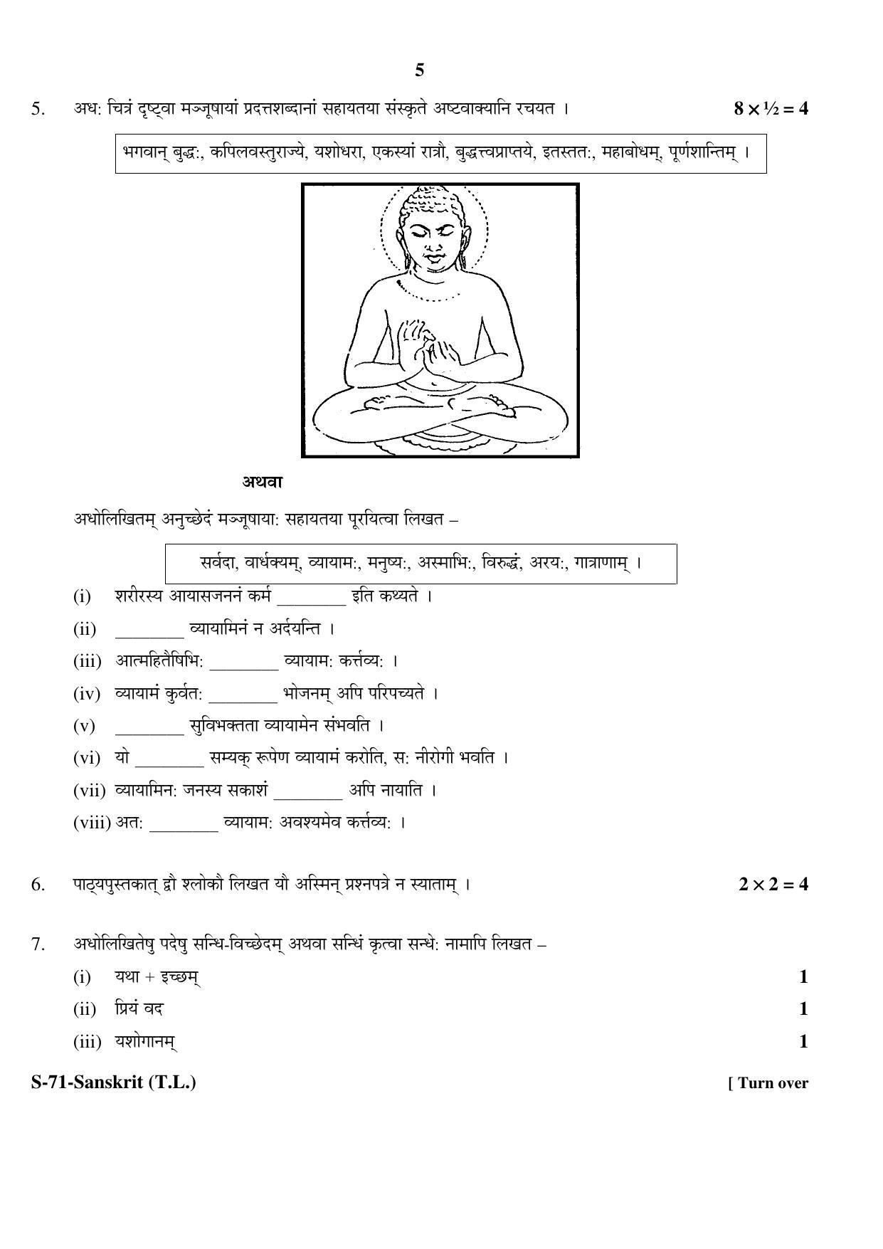 RBSE Class 10 Sanskrit (T.L.) 2017 Question Paper - Page 5