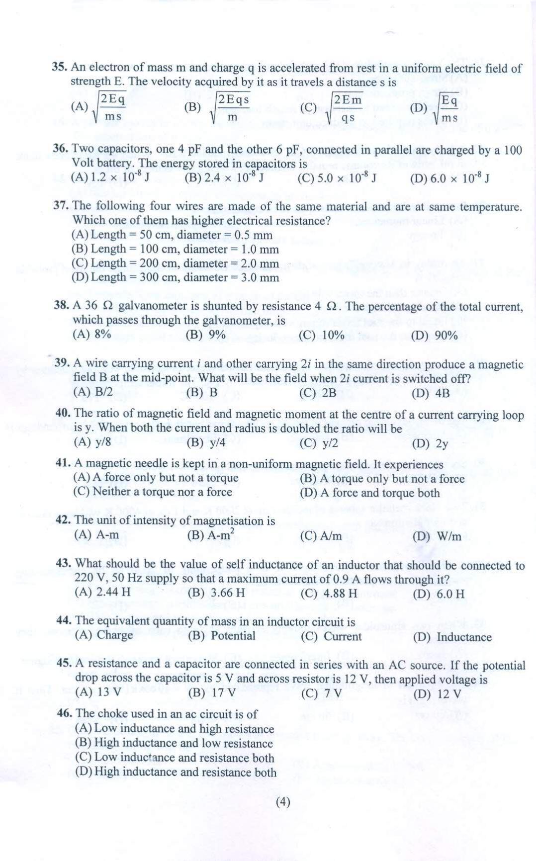PUCET UG 2021 Physics Question Paper - Page 5