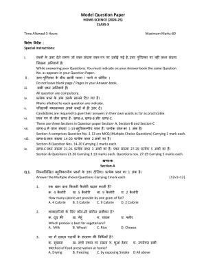 HPBOSE Class 10th Home Science Sample Question Papers 2025