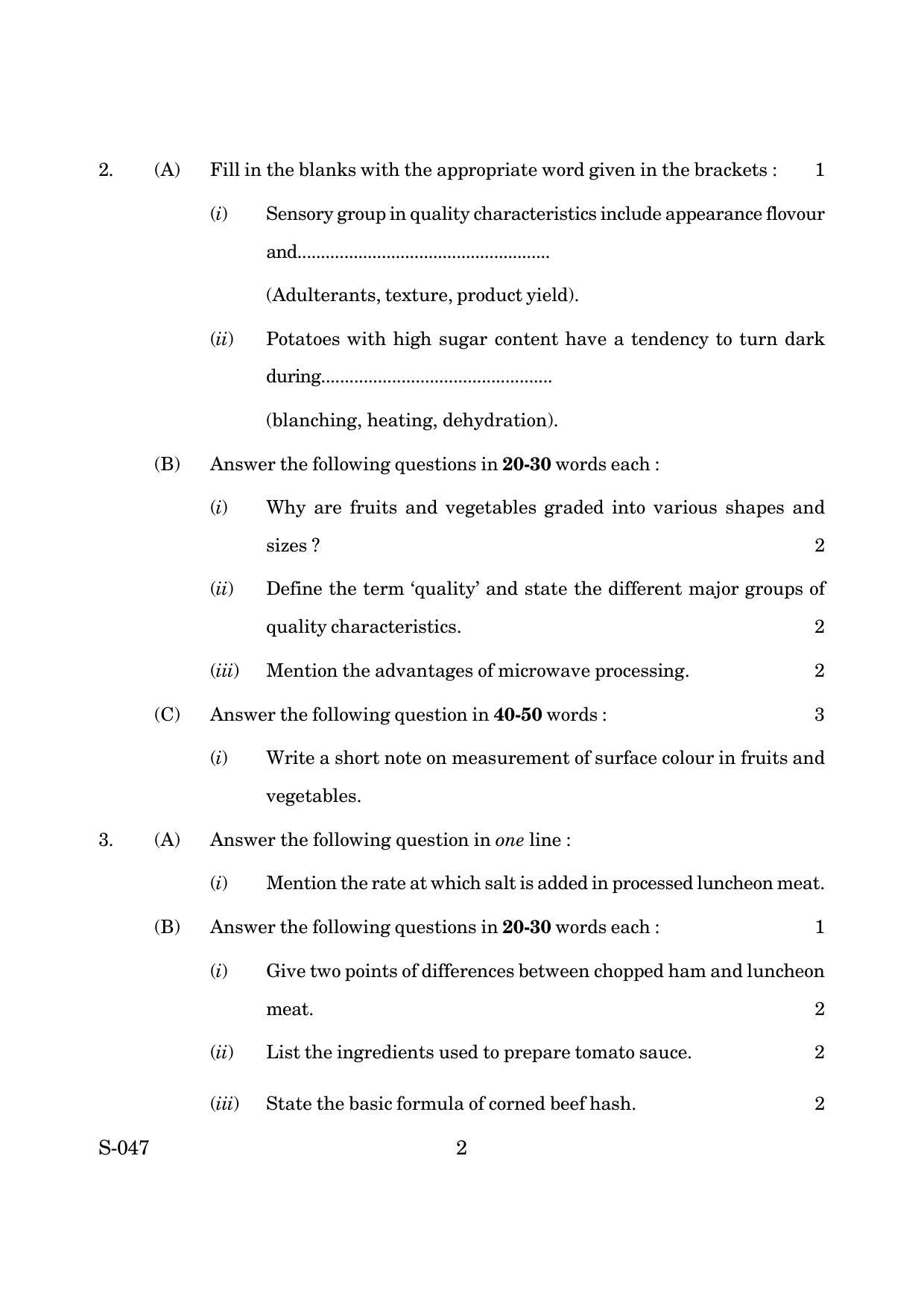 Goa Board Class 10 Food Processing (June 2019) Question Paper - Page 2
