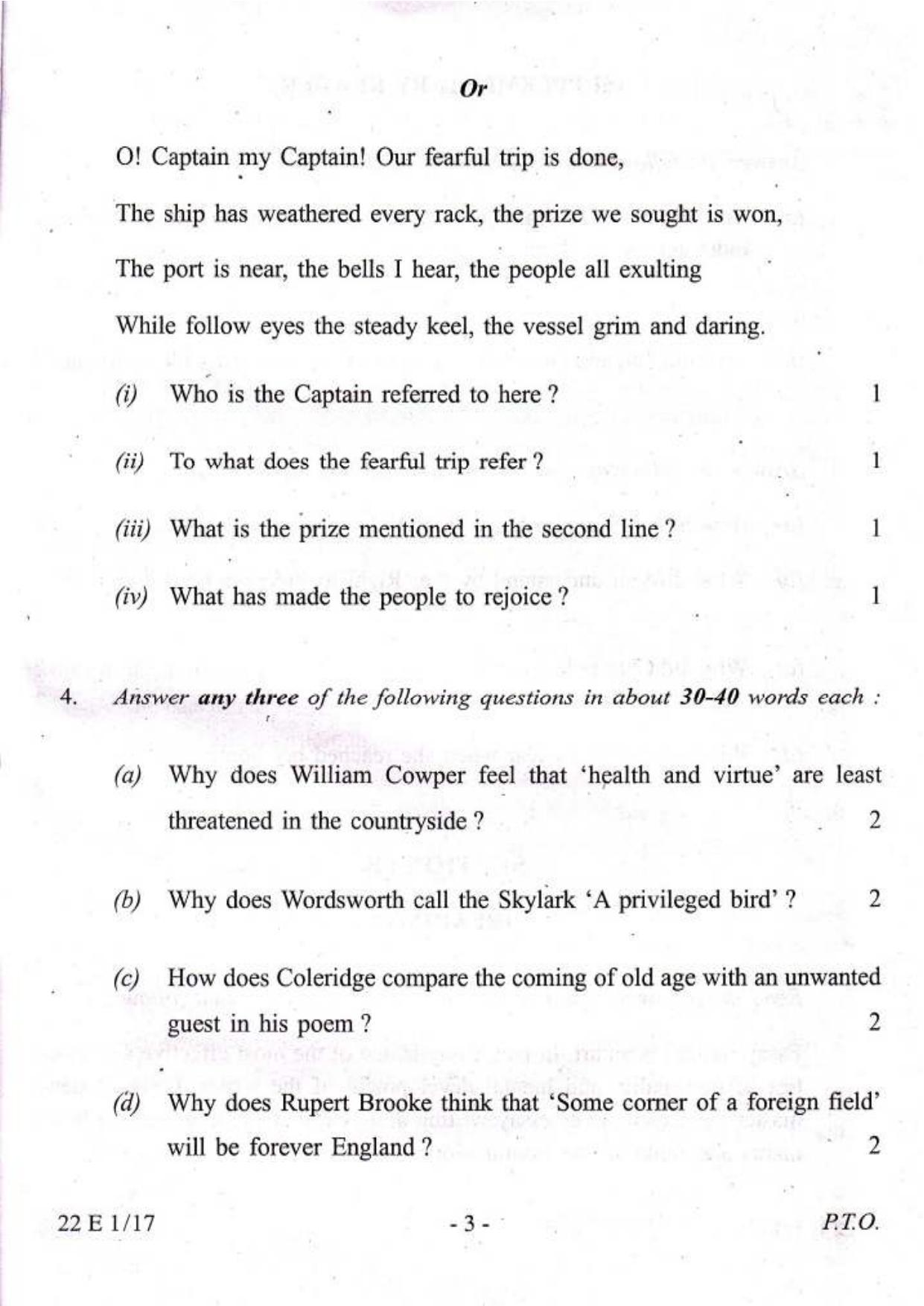 COHSEM Class 12 English 2017 Question Papers - Page 3