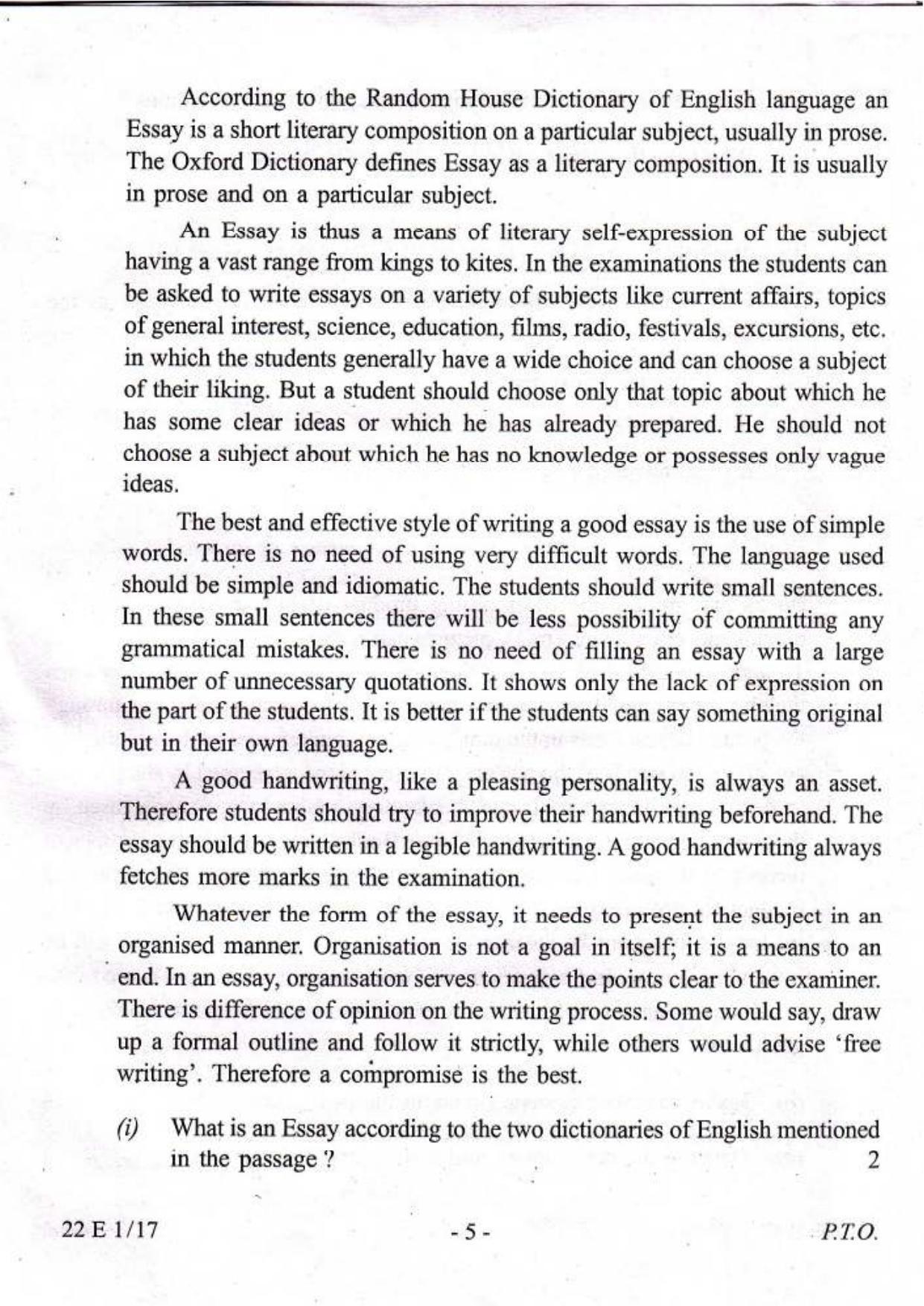 COHSEM Class 12 English 2017 Question Papers - Page 5