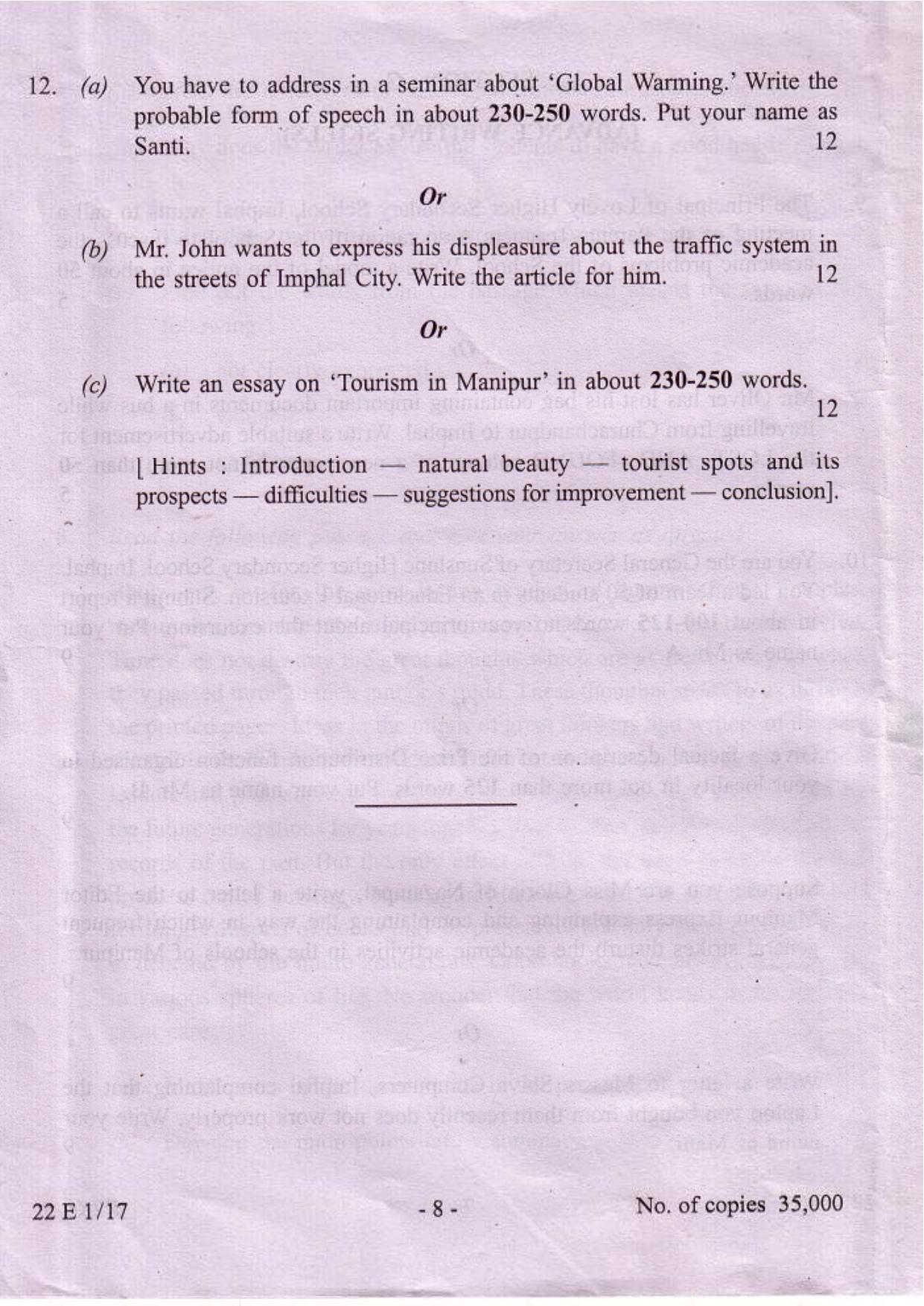 COHSEM Class 12 English 2017 Question Papers - Page 8