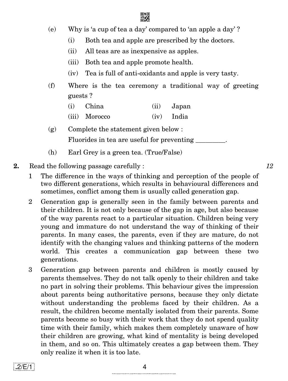 CBSE Class 10 2-C-1 Eng Lang. And Literature 2020 Compartment Question Paper - Page 4