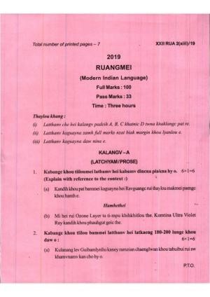 COHSEM Class 12 Ruangmei (M.I.L.) 2019 Question Papers