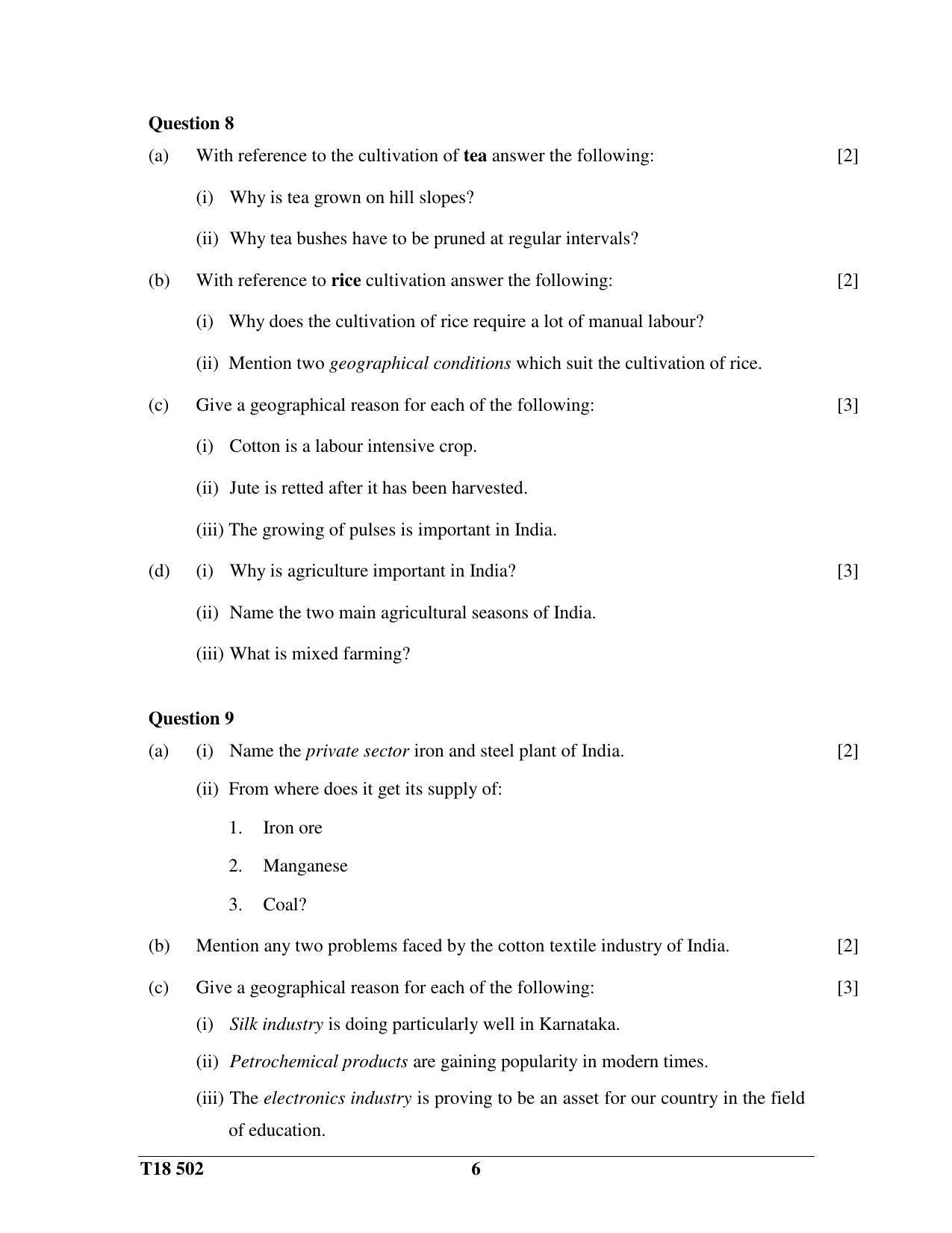 ICSE Class 10 History & Civics - H.C.G. - Paper 2 2018 Question Paper - Page 6