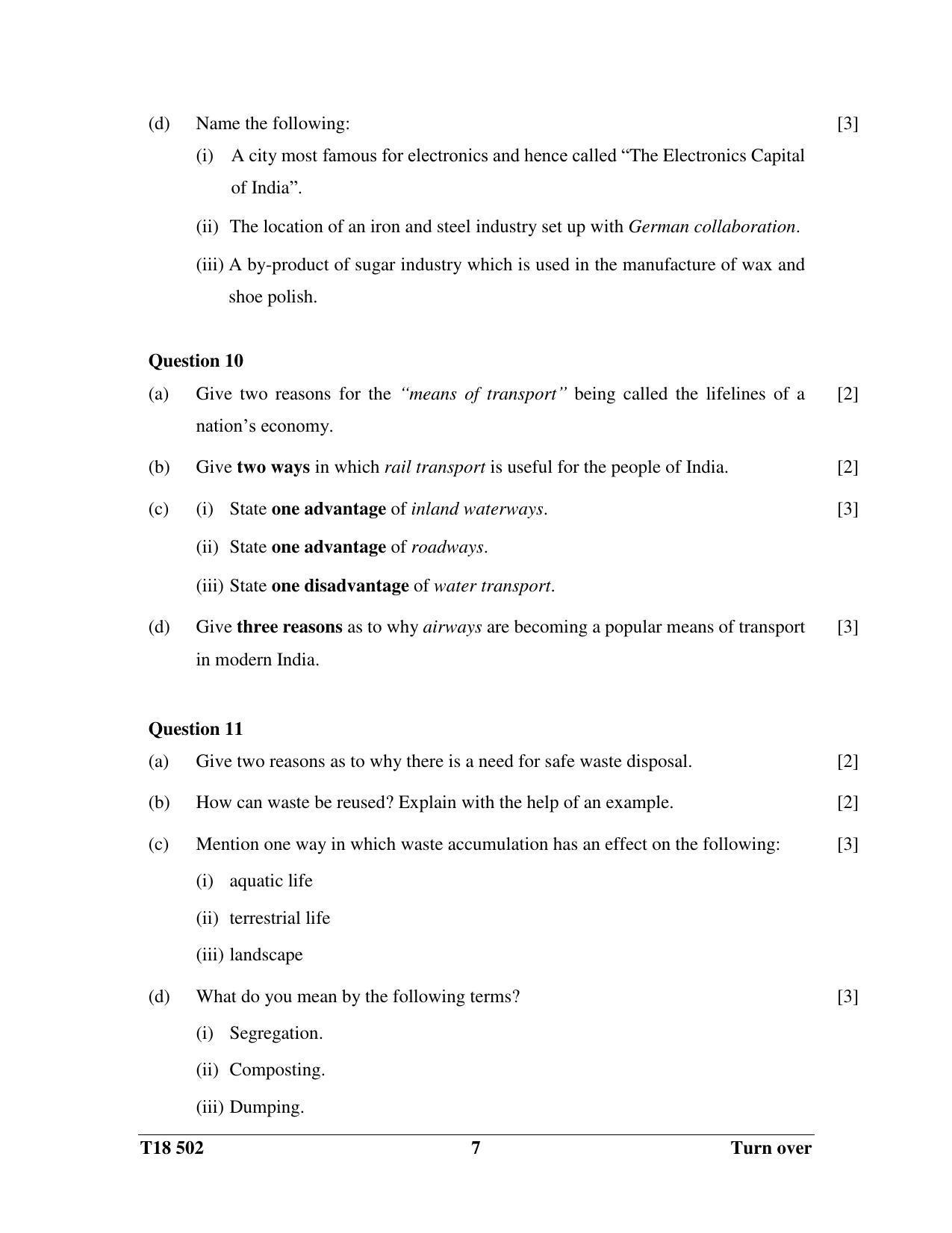 ICSE Class 10 History & Civics - H.C.G. - Paper 2 2018 Question Paper - Page 7