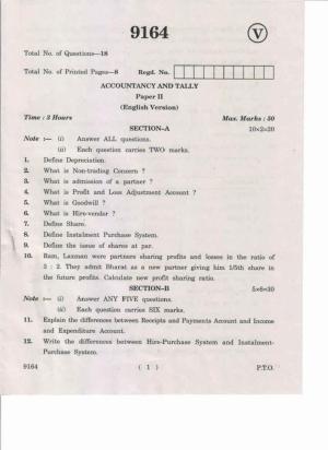 AP Inter 2nd Year Accountancy and Tally-II May-2019-Vocational Question Paper