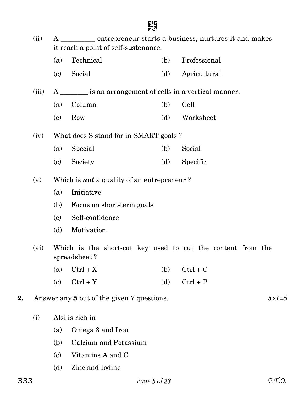 CBSE Class 12 333_food Production 2023 Question Paper - Page 5