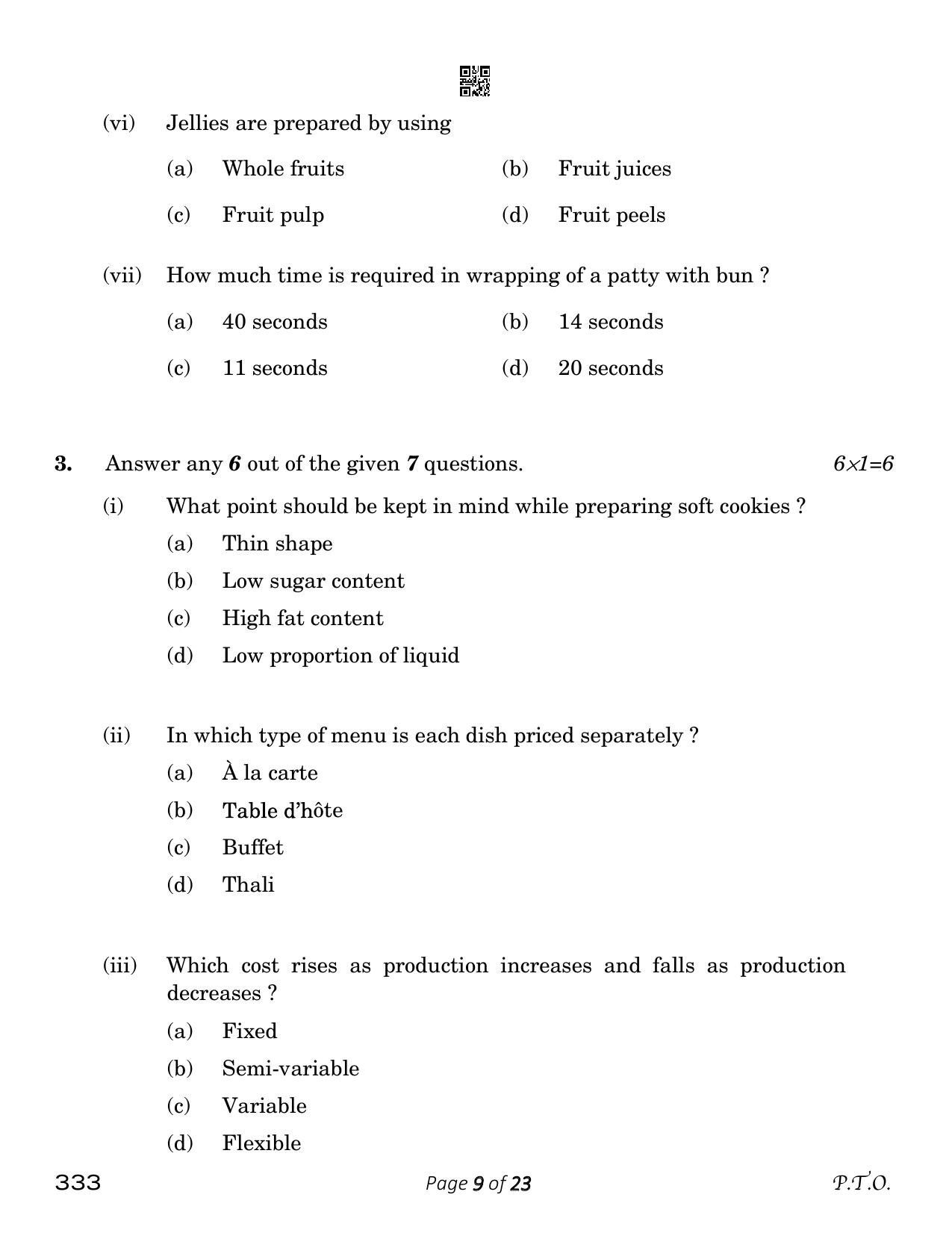 CBSE Class 12 333_food Production 2023 Question Paper - Page 9