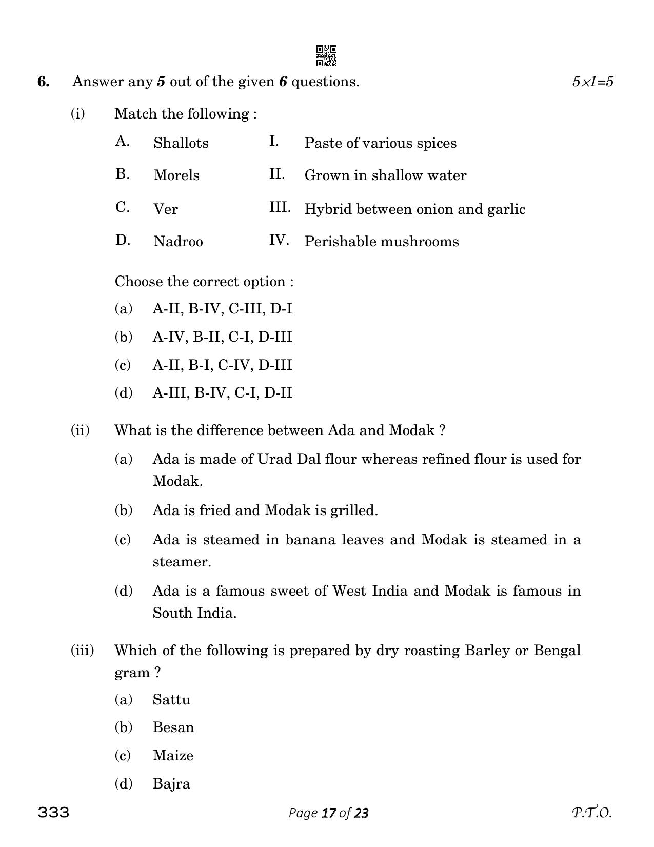 CBSE Class 12 333_food Production 2023 Question Paper - Page 17