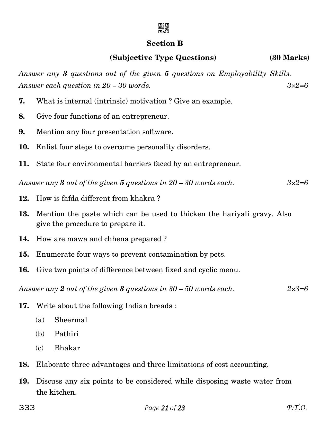 CBSE Class 12 333_food Production 2023 Question Paper - Page 21