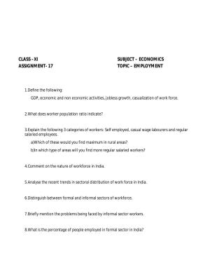 CBSE Worksheets for Class 11 Economics Assignment 17