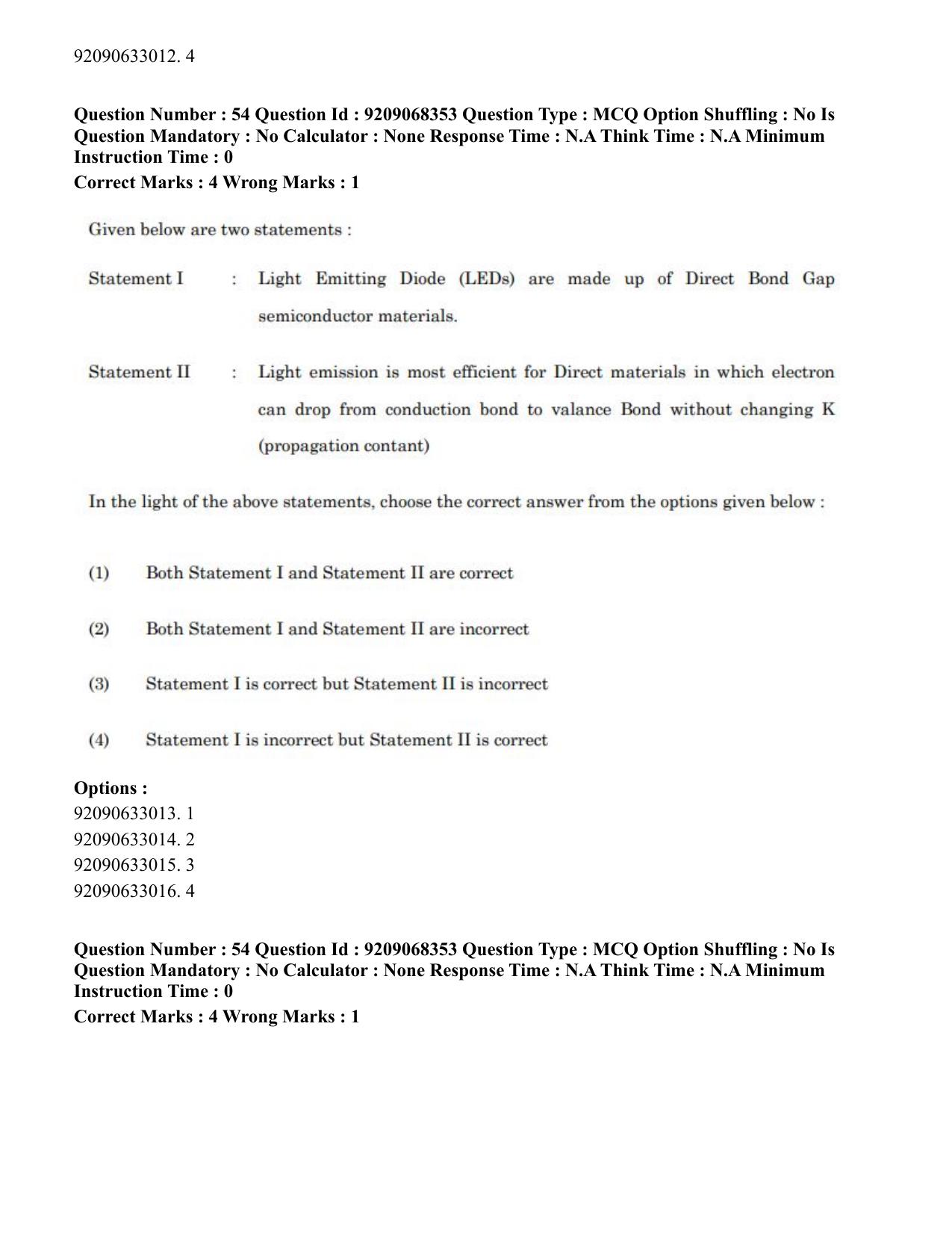 CUET PG 2023: MTQP08 – Nano Science/Nano Technology (Eng.)-Shift 2 (08-06-2023) Question Paper - Page 54