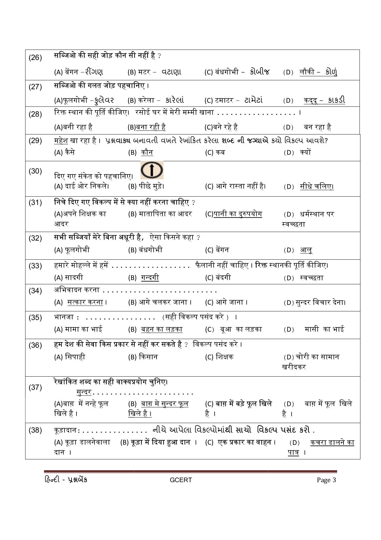 Gujarat Board Class Question Paper - Hindi - Page 3