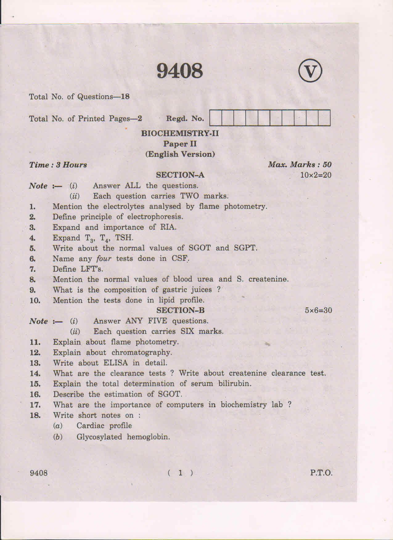 AP Inter 2nd Year BioChemistry-II March-2019-Vocational Question Paper - Page 1
