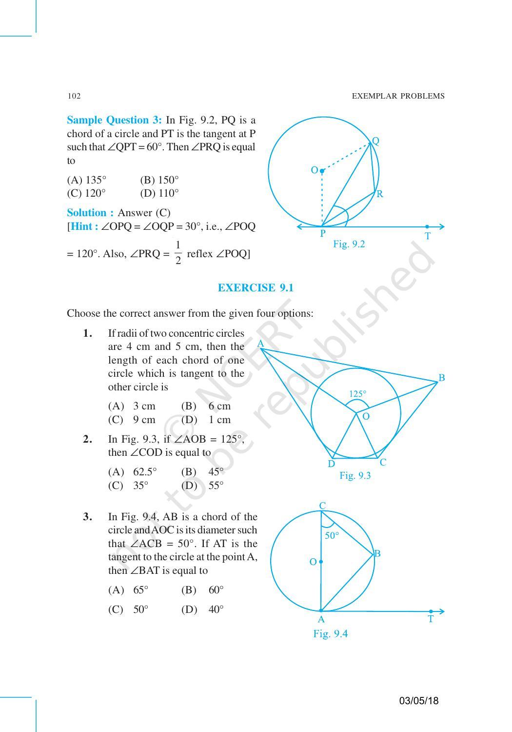 NCERT Exemplar Book for Class 10 Maths: Chapter 9 Circles - Page 2