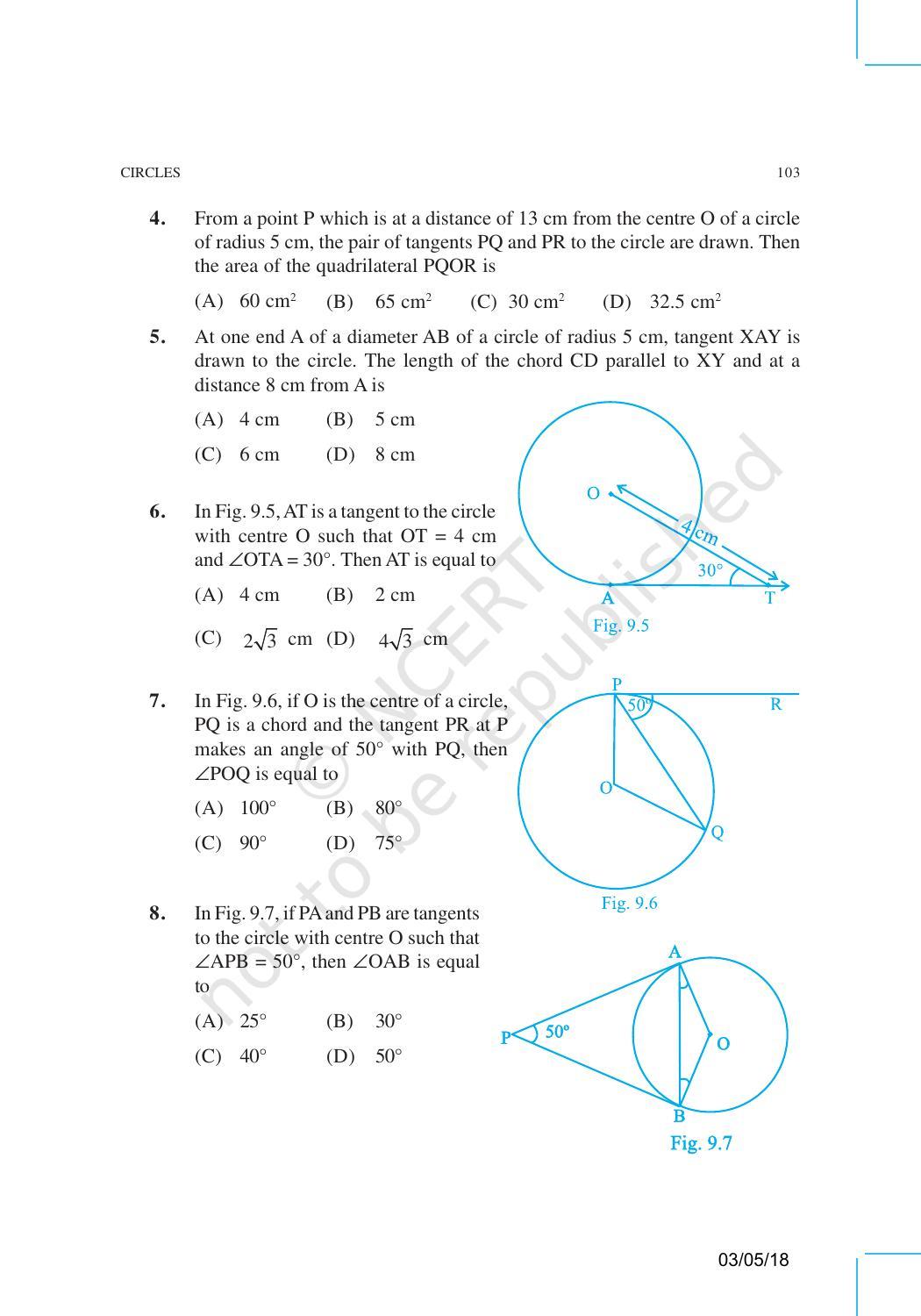 NCERT Exemplar Book for Class 10 Maths: Chapter 9 Circles - Page 3