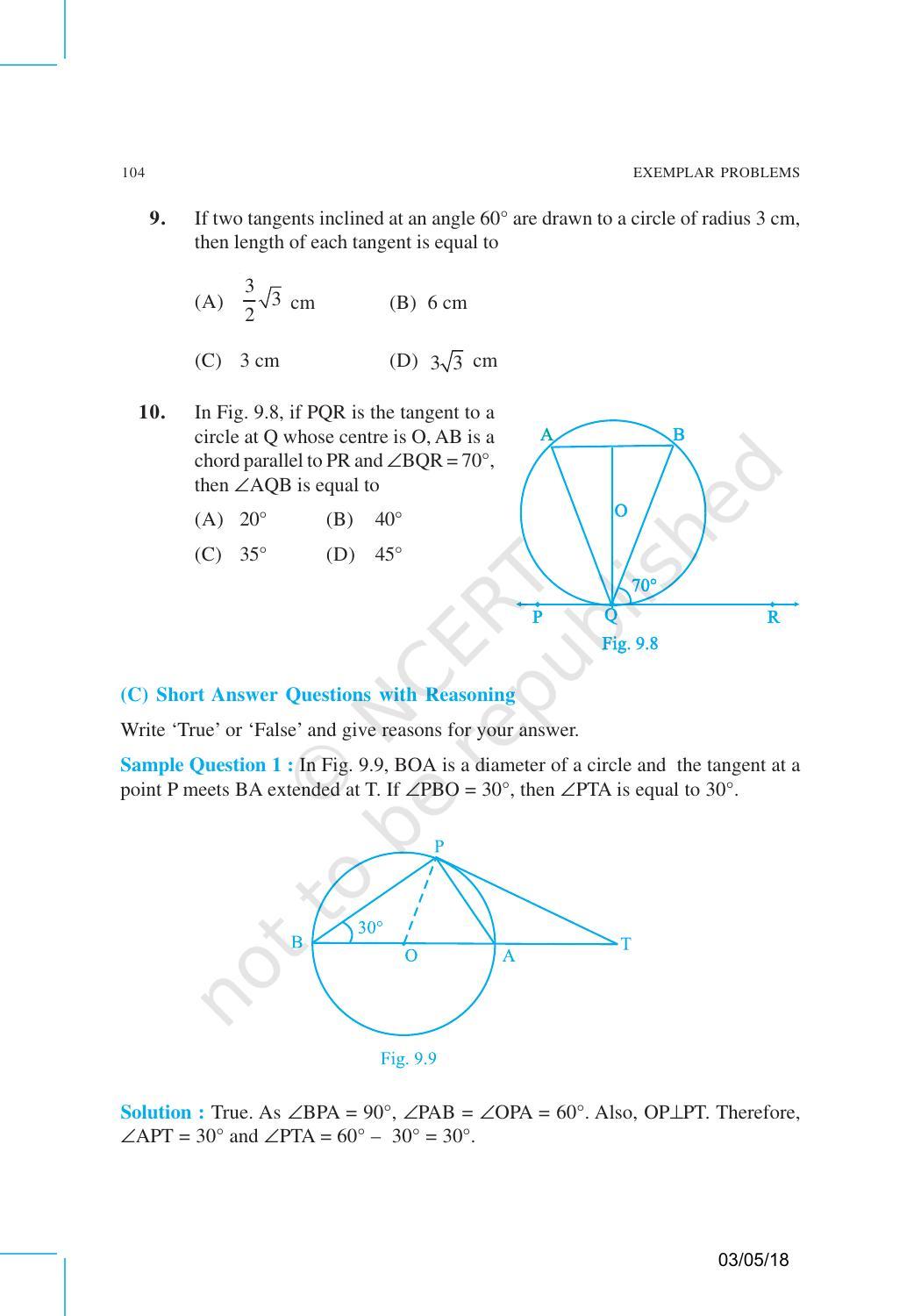 NCERT Exemplar Book for Class 10 Maths: Chapter 9 Circles - Page 4