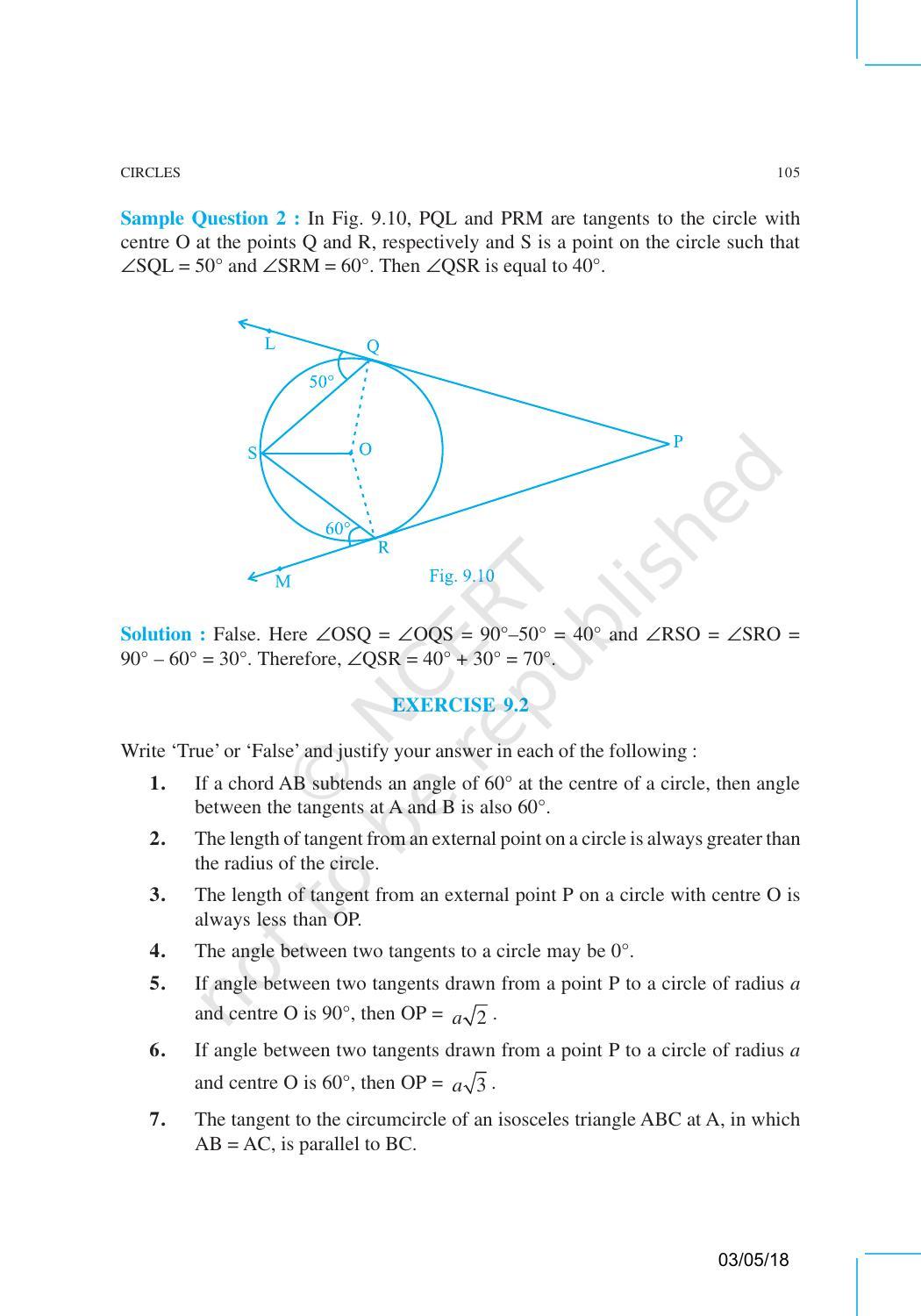 NCERT Exemplar Book for Class 10 Maths: Chapter 9 Circles - Page 5