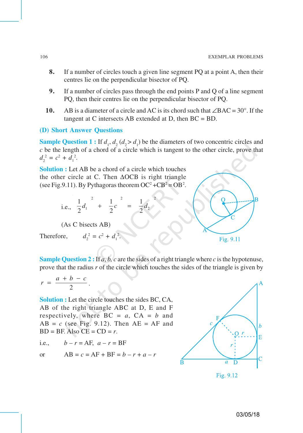 NCERT Exemplar Book for Class 10 Maths: Chapter 9 Circles - Page 6