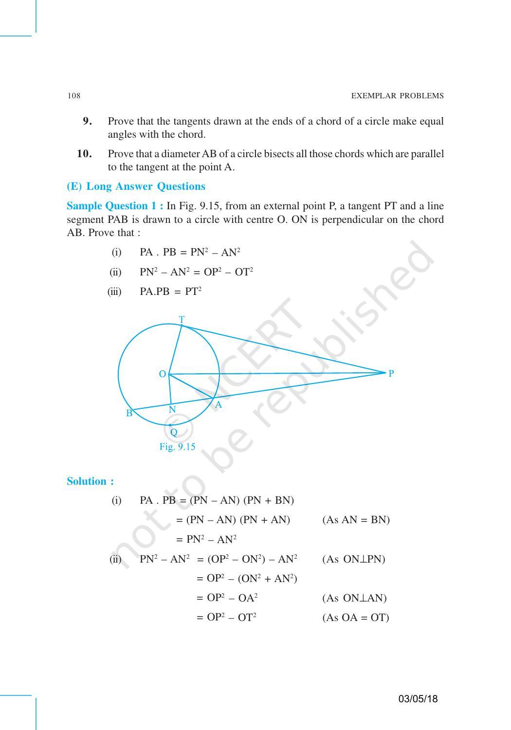 NCERT Exemplar Book for Class 10 Maths: Chapter 9 Circles - Page 8