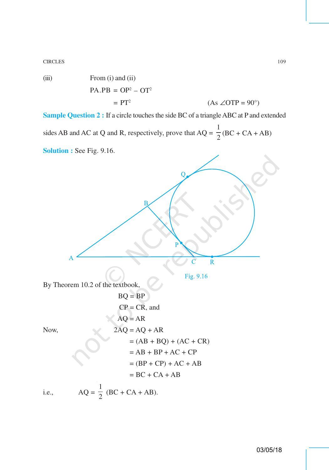 NCERT Exemplar Book for Class 10 Maths: Chapter 9 Circles - Page 9