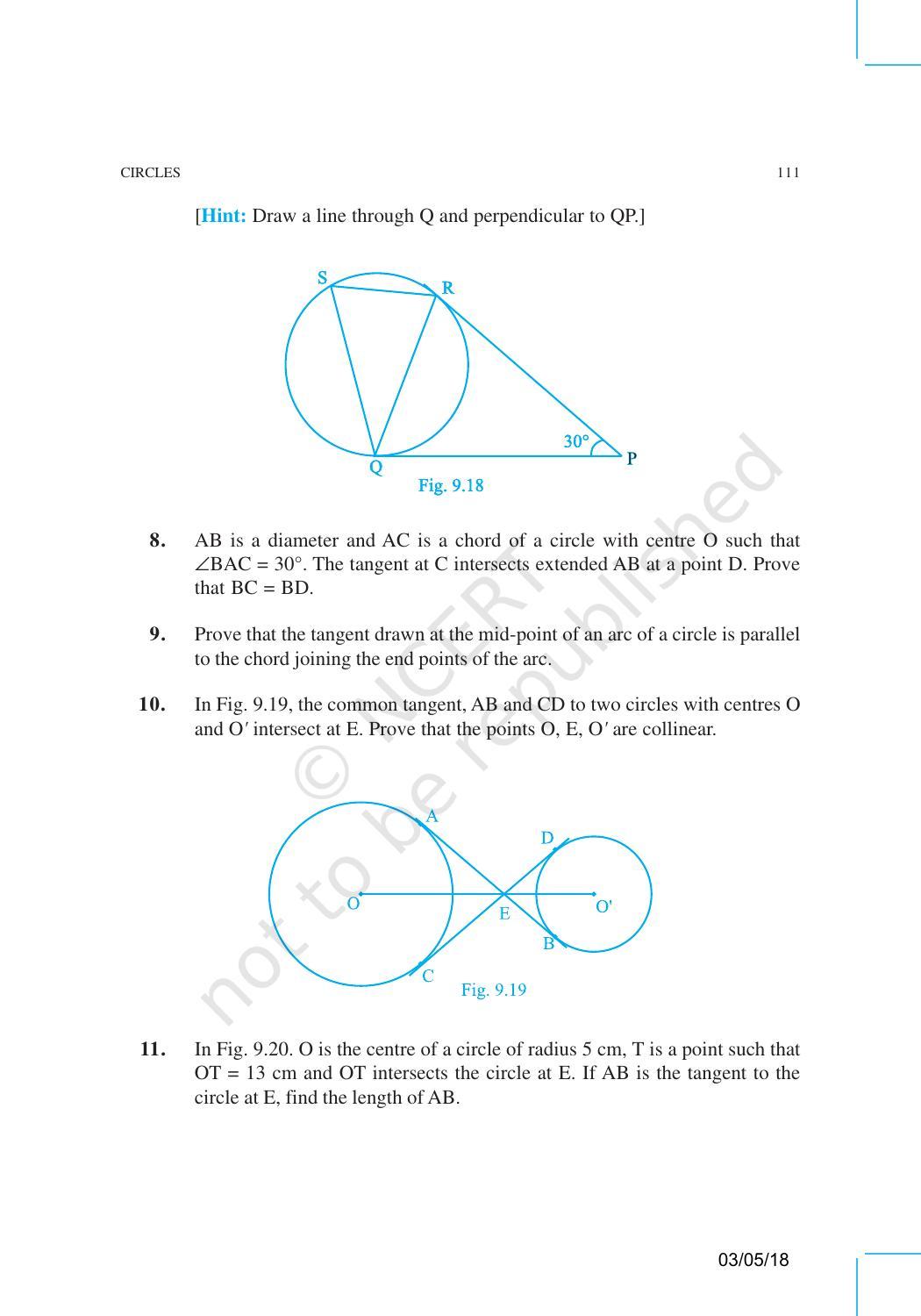NCERT Exemplar Book for Class 10 Maths: Chapter 9 Circles - Page 11