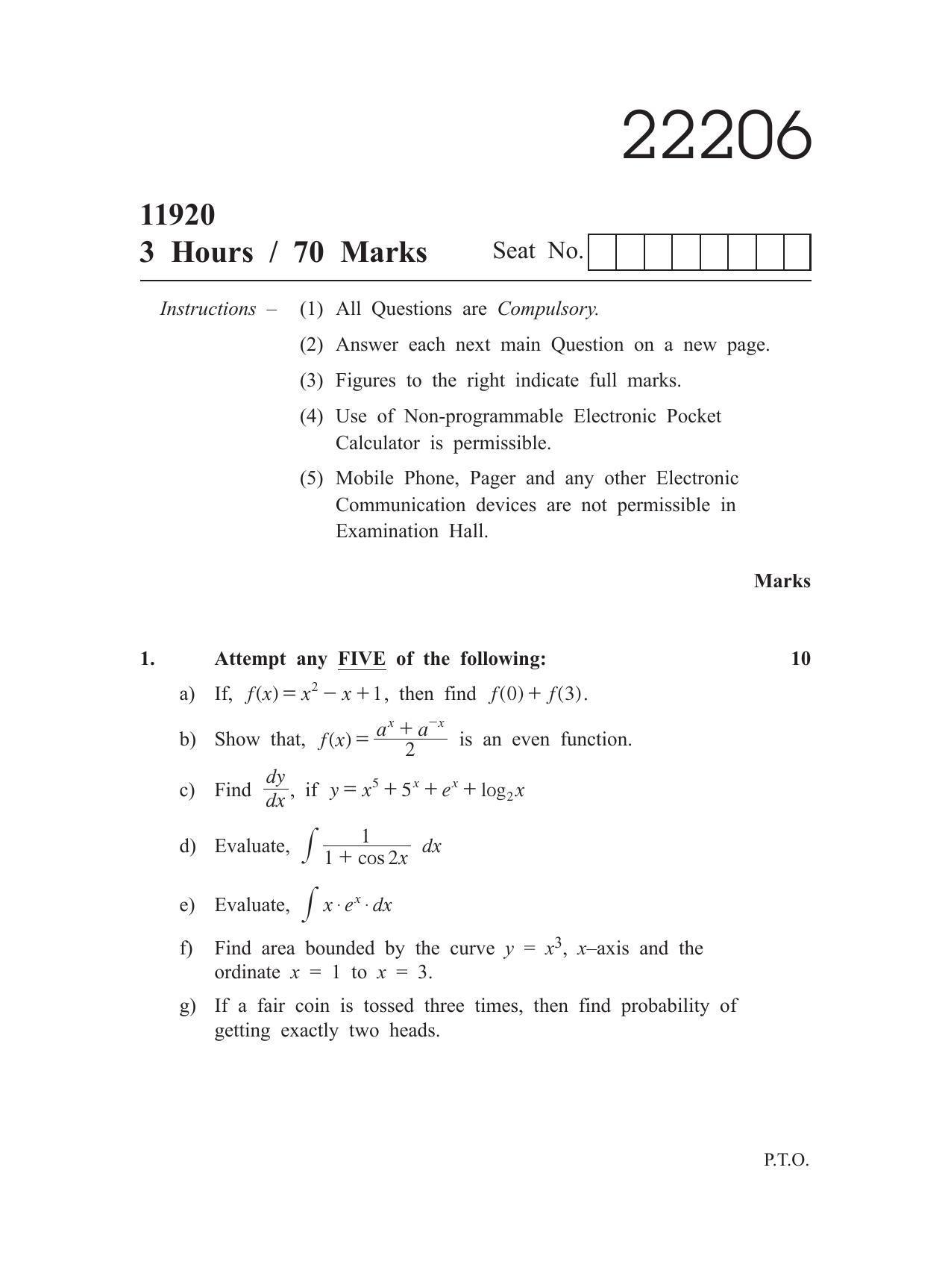 MSBTE Question Paper - 2019 - Applied Mathematics - Page 1