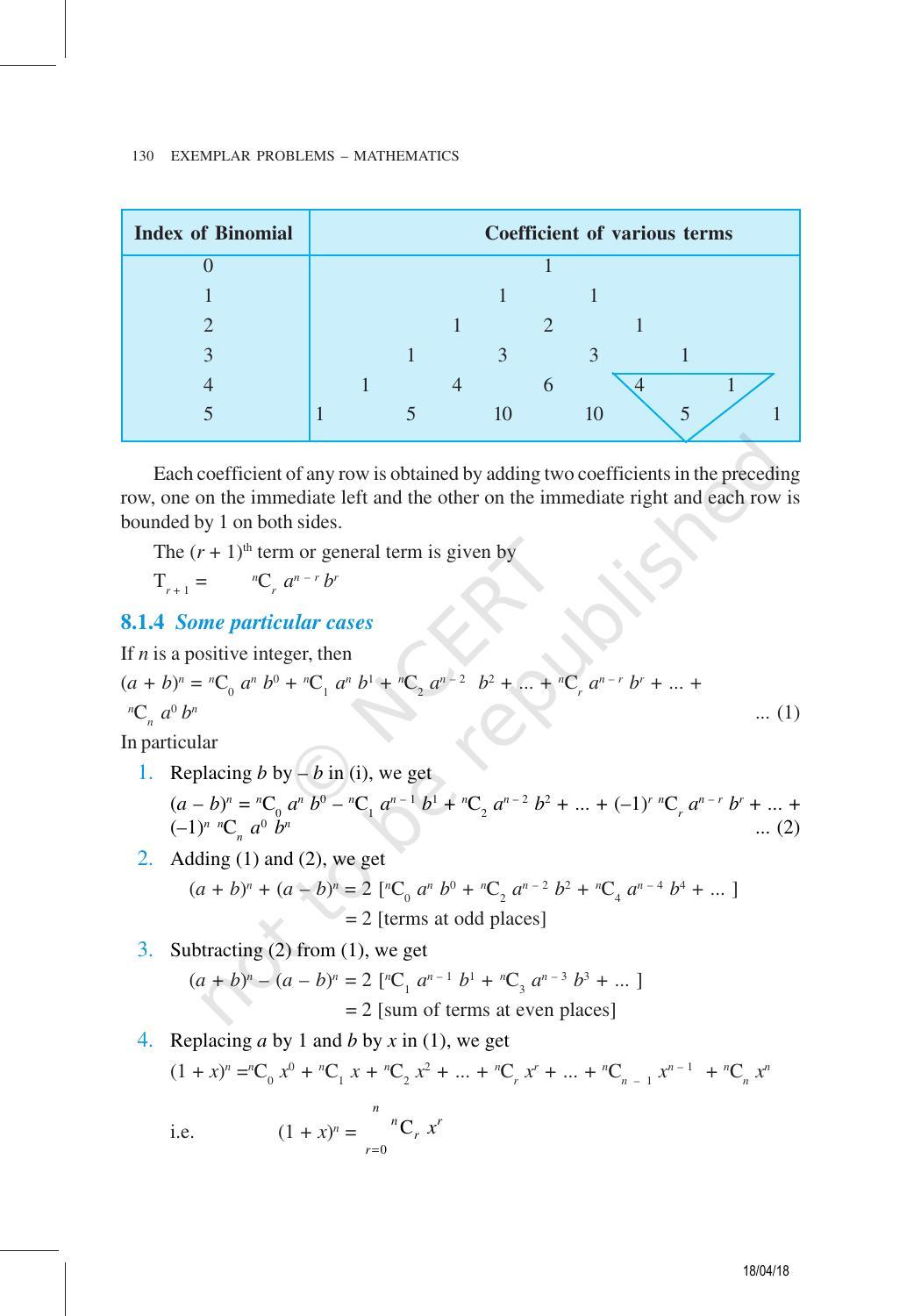 NCERT Exemplar Book for Class 11 Maths: Chapter 8 Binomial Theorem - Page 2