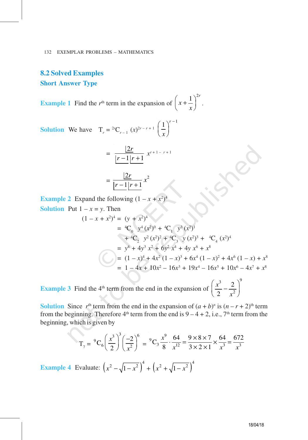 NCERT Exemplar Book for Class 11 Maths: Chapter 8 Binomial Theorem - Page 4