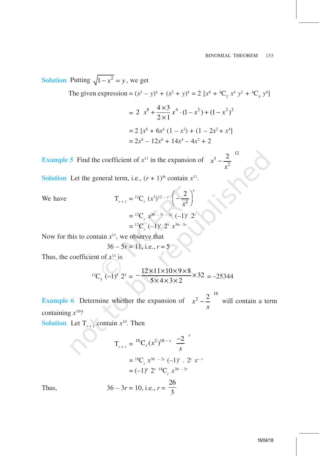 NCERT Exemplar Book for Class 11 Maths: Chapter 8 Binomial Theorem - Page 5