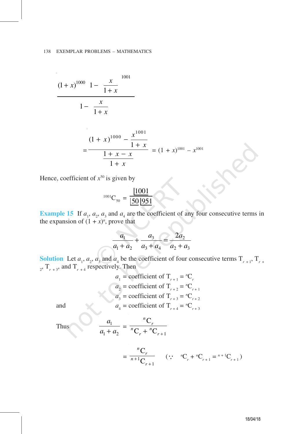 NCERT Exemplar Book for Class 11 Maths: Chapter 8 Binomial Theorem - Page 10