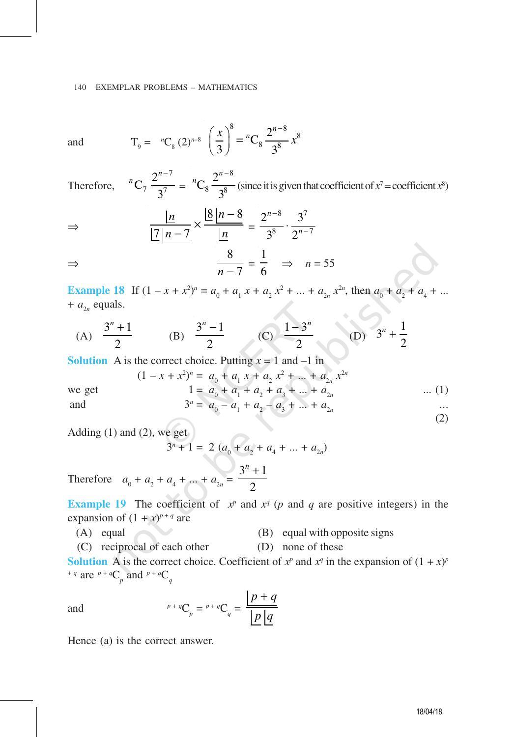 NCERT Exemplar Book for Class 11 Maths: Chapter 8 Binomial Theorem - Page 12