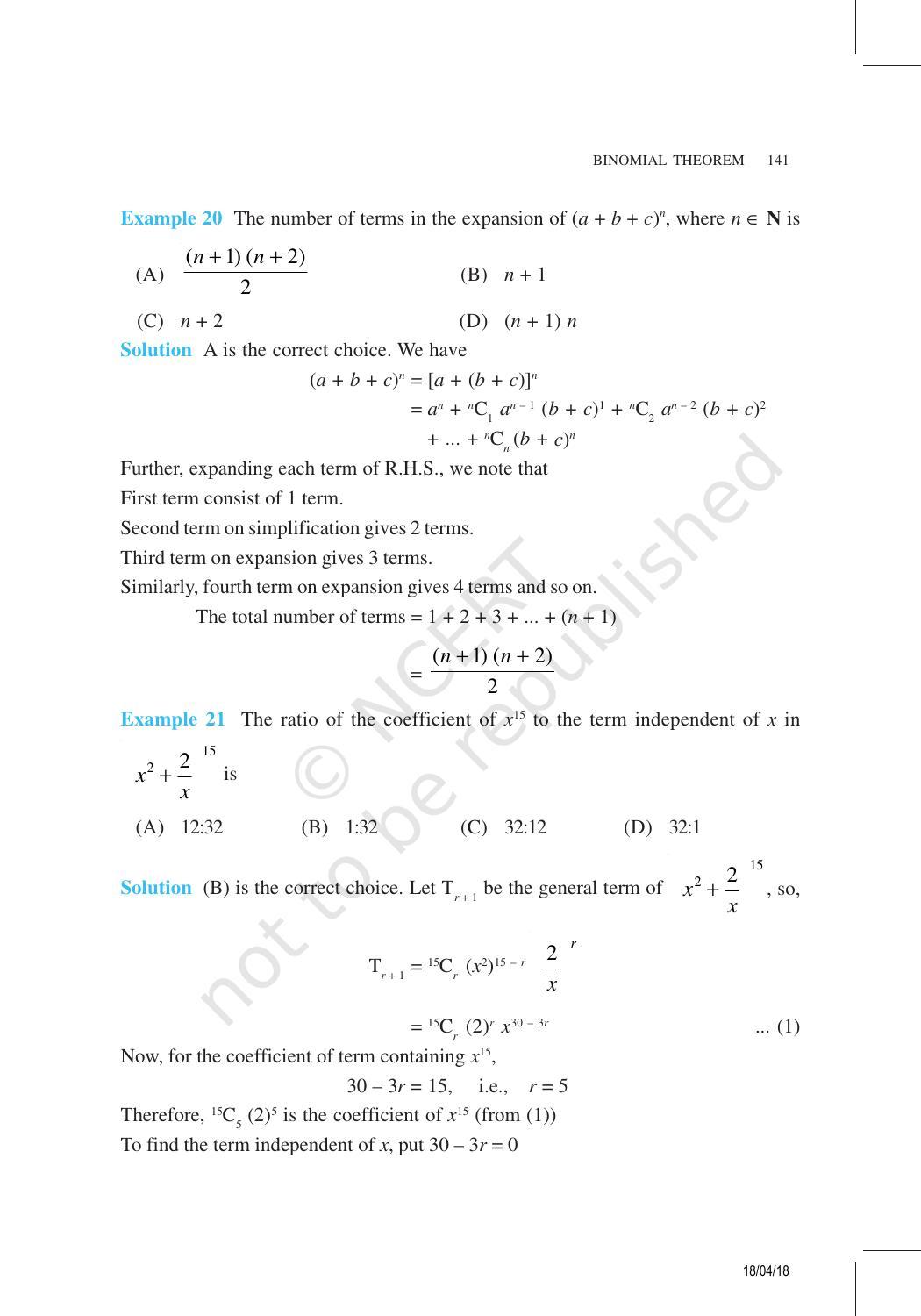 NCERT Exemplar Book for Class 11 Maths: Chapter 8 Binomial Theorem - Page 13