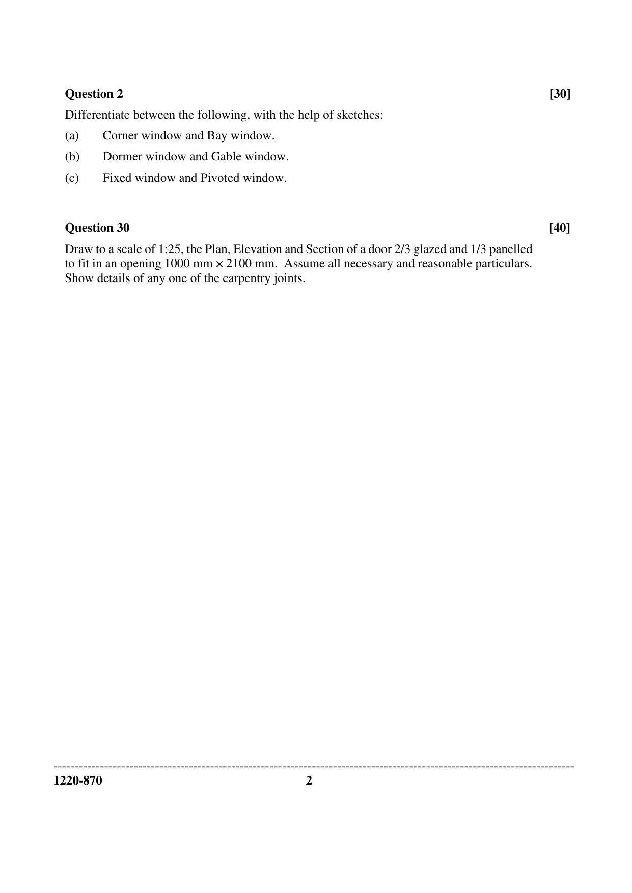 ISC Class 12 2020 Geom & Buld. Drawing Question Paper - Page 2